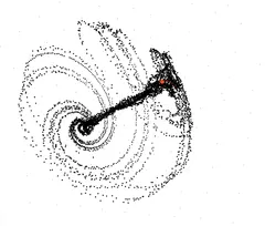 A print of the Aizawa attractor, drawn as thousands of points