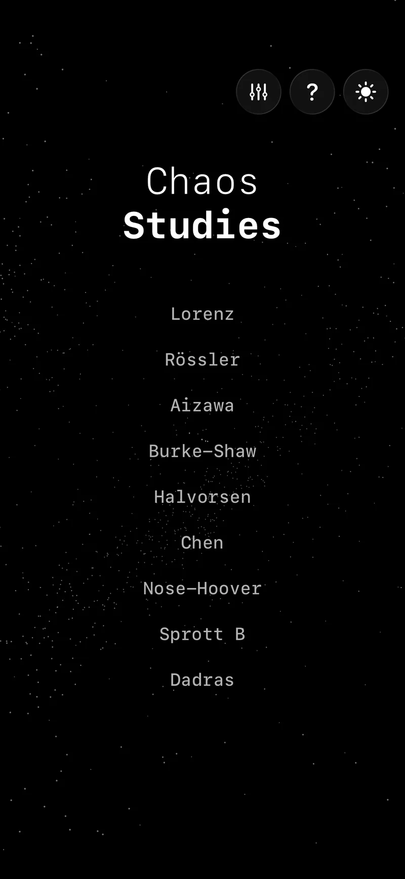 Attractor selection menu on iPhone