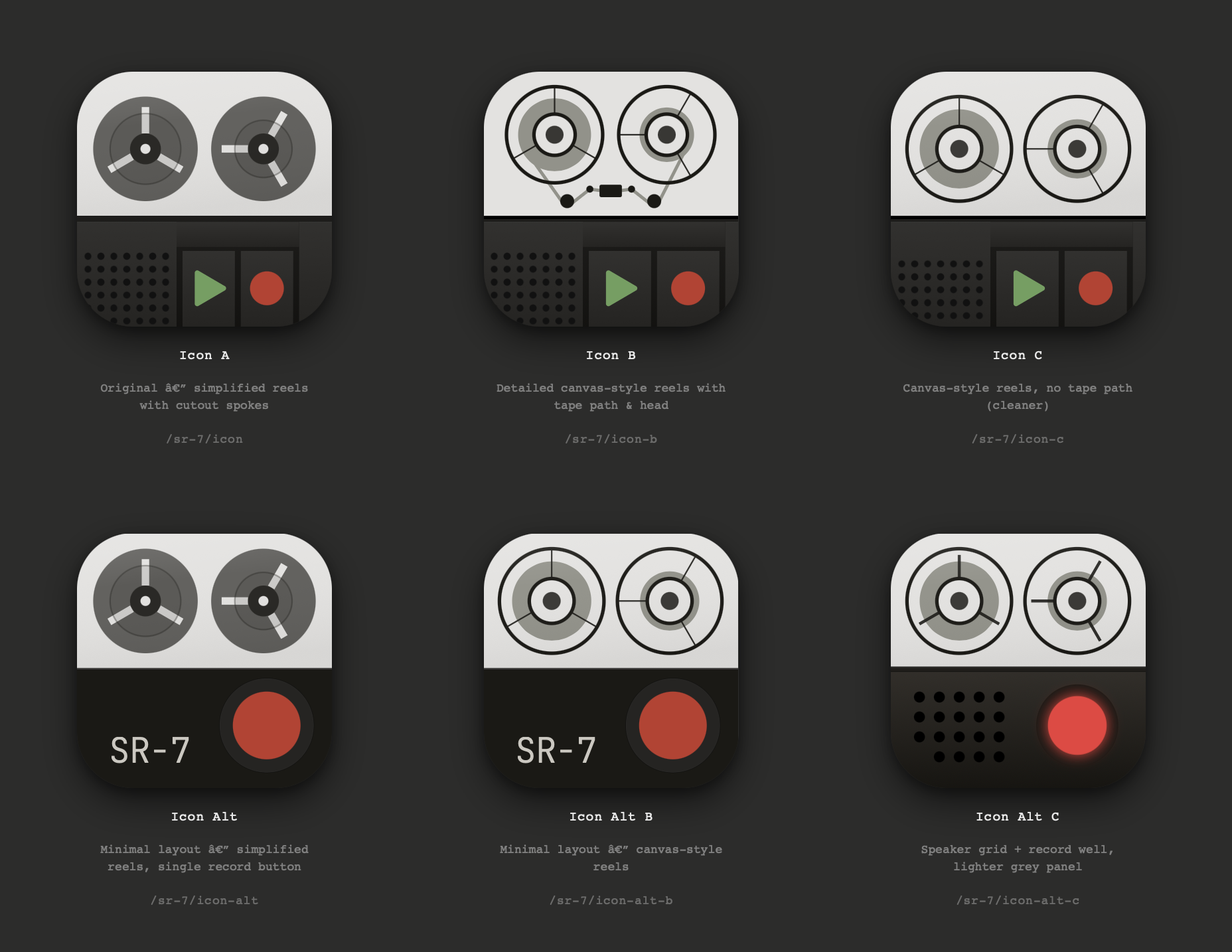 SR-7 App Icon variants